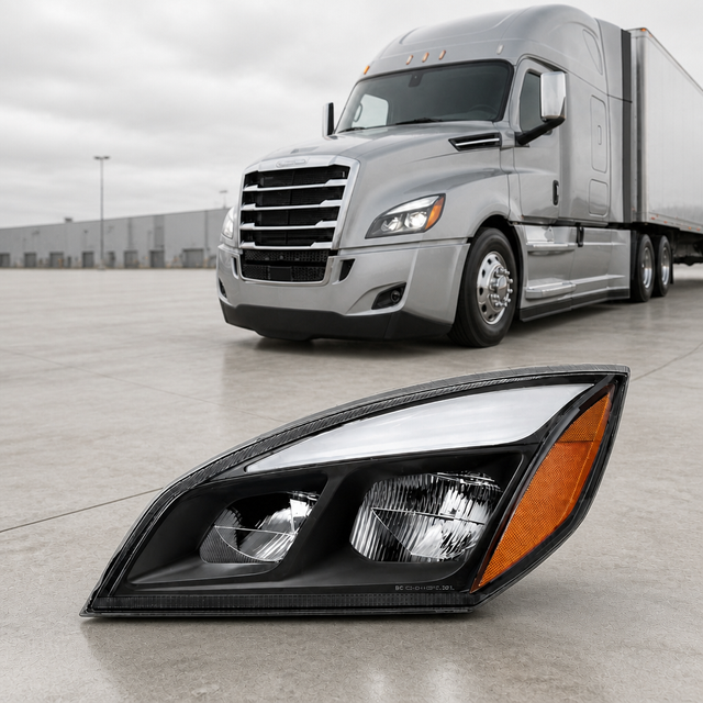 Freightliner Cascadia 2018+ үшін қара толық жарықдиодты фаралар