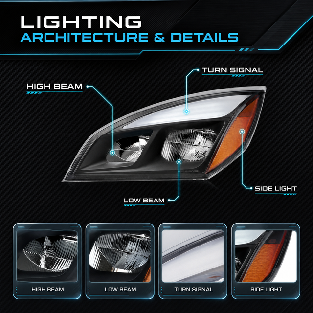 Freightliner Cascadia 2018+ үшін жарықдиодты фаралар